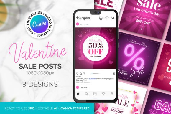 Download Valentine's Day Sale-9 Instagram Posts - Premium Bundle